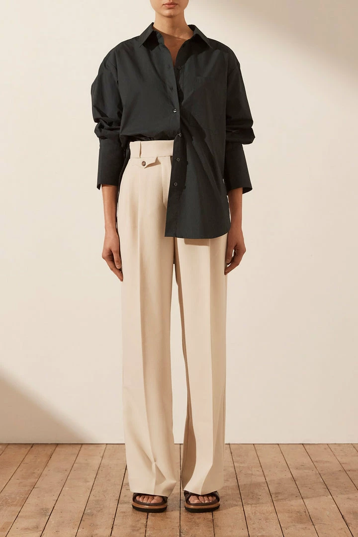 Shona Joy ISABELLA OVERSIZED WIDE CUFF SHIRT - BLACK