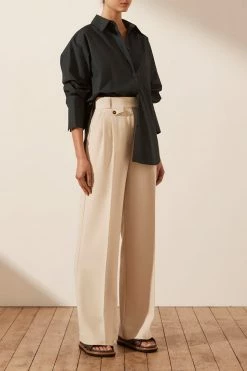 Shona Joy ISABELLA OVERSIZED WIDE CUFF SHIRT - BLACK