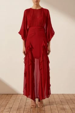 Shona Joy LÈONIE ROUND NECK BALLOON SLEEVE MAXI DRESS - SCARLETT DRESSES