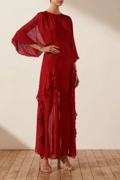 Shona Joy LÈONIE ROUND NECK BALLOON SLEEVE MAXI DRESS - SCARLETT DRESSES