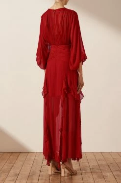 Shona Joy LÈONIE ROUND NECK BALLOON SLEEVE MAXI DRESS - SCARLETT DRESSES