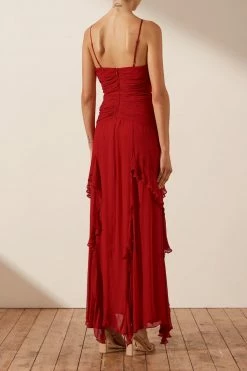 Shona Joy DRESSES LÈONIE KEYHOLE FRILL MAXI DRESS - SCARLETT