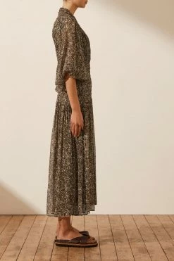 Shona Joy ADELINE BUTTON UP RUCHED MIDI DRESS