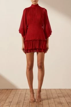 Shona Joy LÈONIE LONG SLEEVE RUCHED MINI DRESS - SCARLETT DRESSES