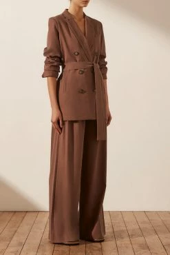 Shona Joy SARA DOUBLE BREASTED BLAZER - CHESTNUT
