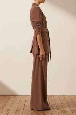 Shona Joy SARA DOUBLE BREASTED BLAZER - CHESTNUT