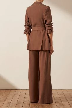 Shona Joy SARA DOUBLE BREASTED BLAZER - CHESTNUT
