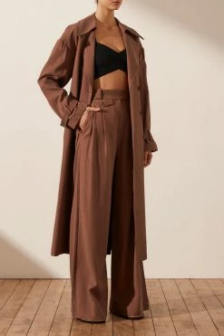 Shona Joy SARA TRENCH COAT - CHESTNUT TOPS