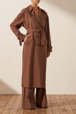 Shona Joy SARA TRENCH COAT - CHESTNUT TOPS