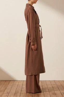 Shona Joy SARA TRENCH COAT - CHESTNUT TOPS