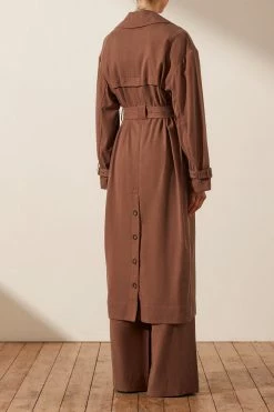 Shona Joy SARA TRENCH COAT - CHESTNUT TOPS