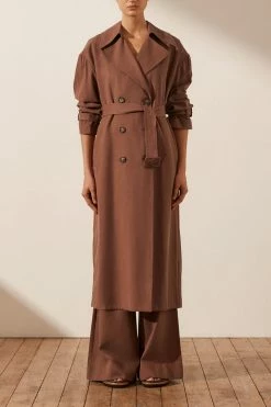 Shona Joy SARA TRENCH COAT - CHESTNUT TOPS