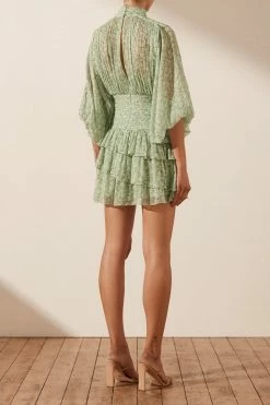 Shona Joy DRESSES AURORE LONG SLEEVE RUCHED MINI DRESS