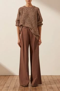 Shona Joy OLIVIA RELAXED JUMPER - CHESTNUT/CREAM TOPS