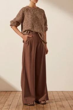Shona Joy OLIVIA RELAXED JUMPER - CHESTNUT/CREAM TOPS
