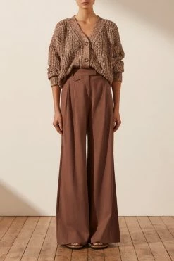Shona Joy TOPS OLIVIA CARDIGAN - CHESTNUT/CREAM