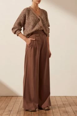 Shona Joy TOPS OLIVIA CARDIGAN - CHESTNUT/CREAM