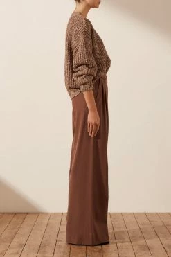 Shona Joy TOPS OLIVIA CARDIGAN - CHESTNUT/CREAM