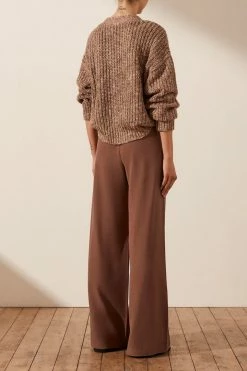 Shona Joy TOPS OLIVIA CARDIGAN - CHESTNUT/CREAM