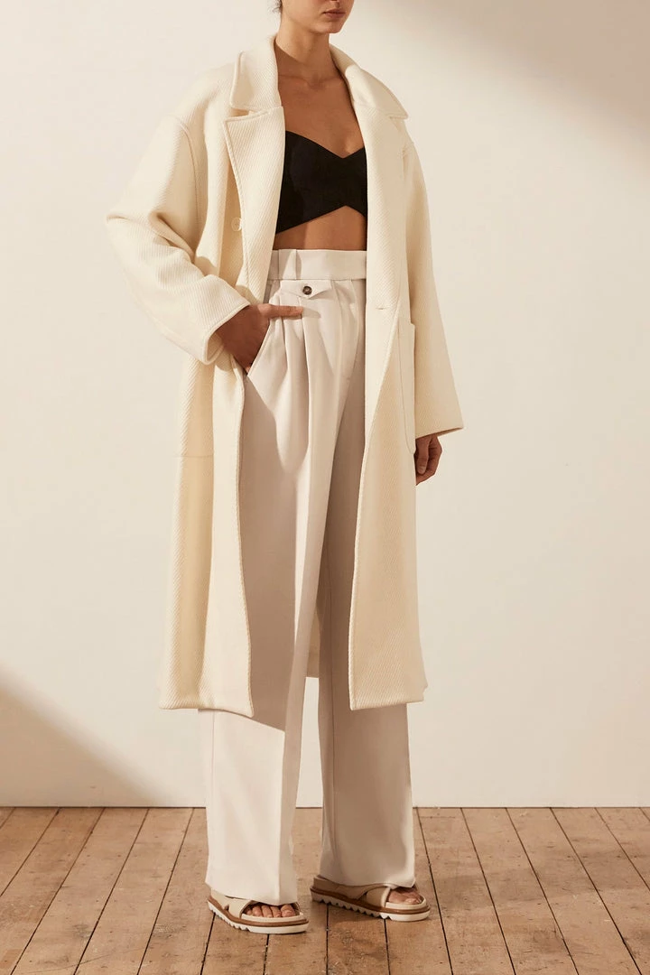 Shona Joy TOPS OLIVIER OVERSIZED LONG COAT - CREAM
