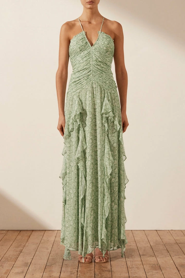 Shona Joy AURORE RUCHED FRILL MAXI DRESS