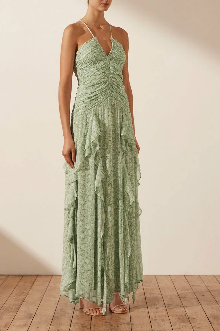 Shona Joy AURORE RUCHED FRILL MAXI DRESS