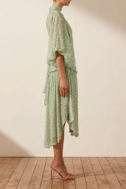 Shona Joy DRESSES AURORE LONG SLEEVE OPEN BACK MIDI DRESS