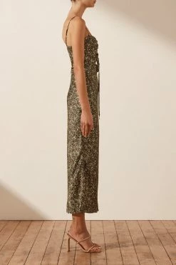 Shona Joy AVRIEL LACE UP MIDI DRESS DRESSES