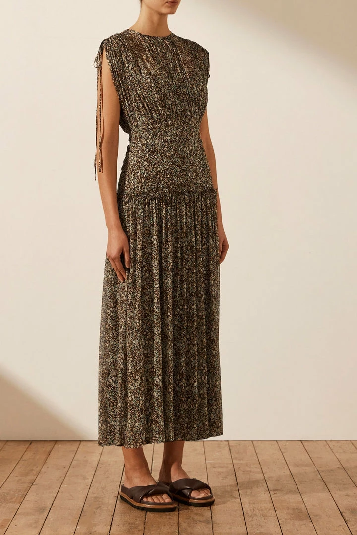 Shona Joy DRESSES ADELINE SHORT SLEEVE RUCHED MIDI DRESS