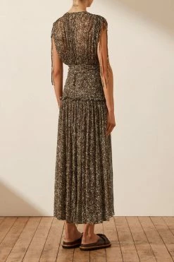 Shona Joy DRESSES ADELINE SHORT SLEEVE RUCHED MIDI DRESS