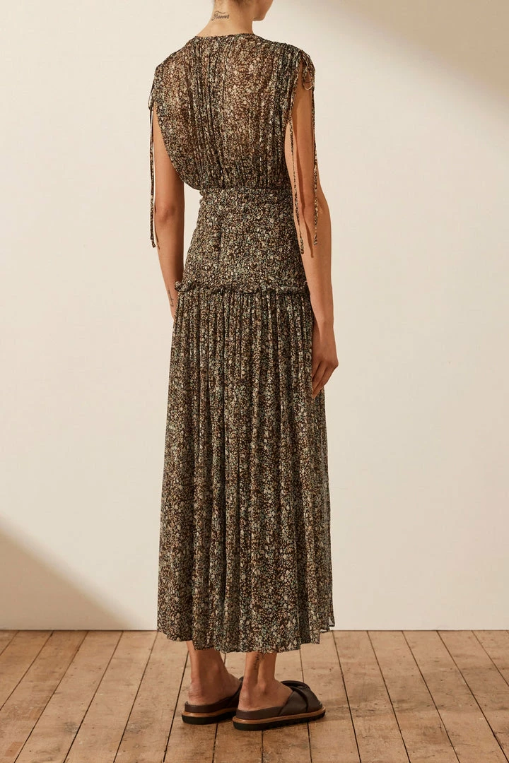 Shona Joy DRESSES ADELINE SHORT SLEEVE RUCHED MIDI DRESS