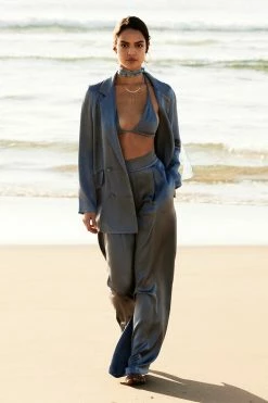 Shona Joy LA LUNE DOUBLE BREASTED BLAZER - BLUE SMOKE