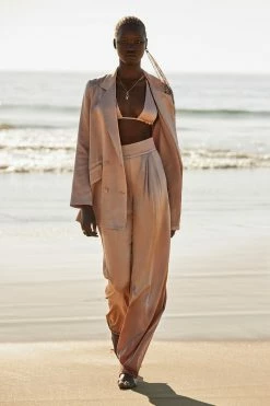 Shona Joy LA LUNE DOUBLE BREASTED BLAZER - DESERT ROSE