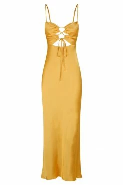 Shona Joy DRESSES ALMA LACE UP MIDI DRESS - SAFFRON