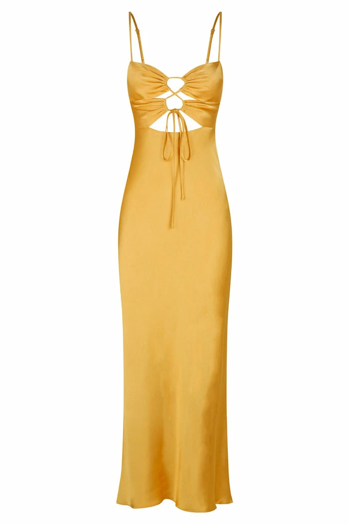 Shona Joy DRESSES ALMA LACE UP MIDI DRESS - SAFFRON