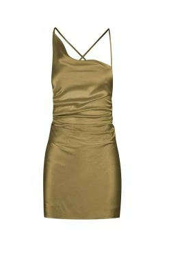 Shona Joy DRESSES ALMA ASYMMETRICAL BIAS COWL MINI DRESS - CUMIN