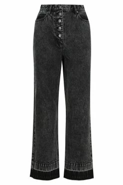 Shona Joy SHORTS & PANTS ANNA BUTTON FRONT STRAIGHT LEG JEAN - COAL