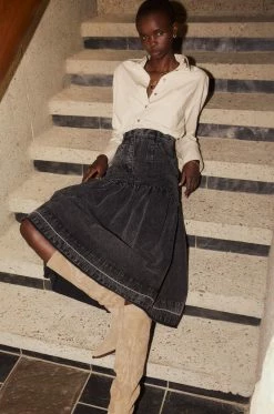 Shona Joy SKIRTS ANNA FIT AND FLARE MIDI SKIRT - COAL