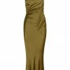 Shona Joy DRESSES GIORGIA ASYMMETRICAL BIAS COWL MIDI DRESS - OLIVE OIL