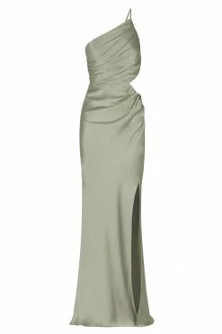 Shona Joy LA LUNE ASYMMETRICAL GATHERED MAXI DRESS - SAGE DRESSES