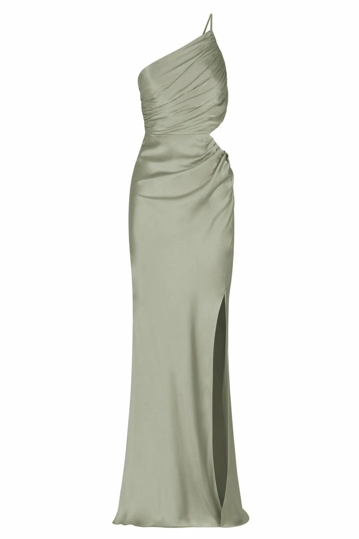 Shona Joy LA LUNE ASYMMETRICAL GATHERED MAXI DRESS - SAGE DRESSES