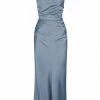 Shona Joy DRESSES LA LUNE ASYMMETRICAL BIAS COWL MIDI DRESS - BLUE SMOKE