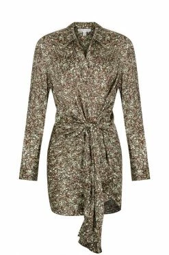 Shona Joy AVRIEL TIE FRONT SHIRT MINI DRESS