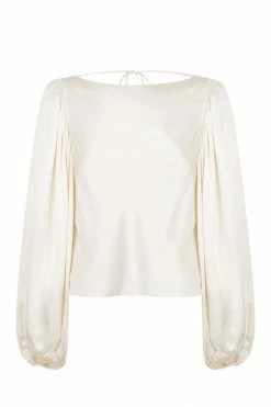 Shona Joy LA LUNE COWL BACK BALLOON SLEEVE BLOUSE - CREAM TOPS