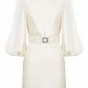 Shona Joy LA LUNE BALLOON SLEEVE MINI DRESS WITH BELT - CREAM