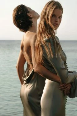 Shona Joy DRESSES LA LUNE BACKLESS BIAS MIDI DRESS - SAGE