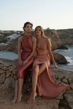 Shona Joy LA LUNE BIAS COWL MAXI DRESS - ROSÉ