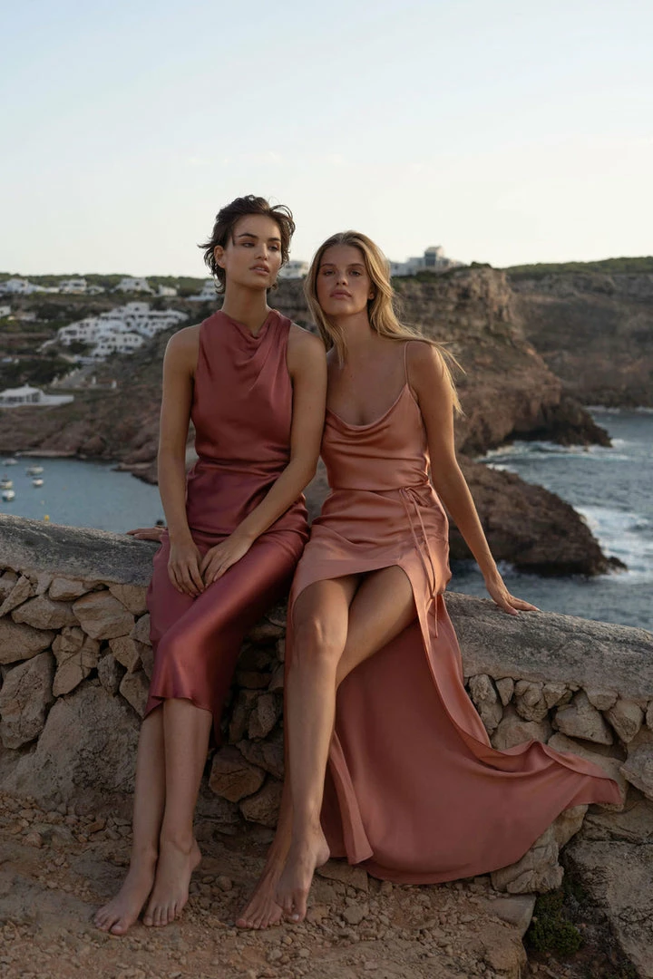 Shona Joy LA LUNE BIAS COWL MAXI DRESS - ROSÉ