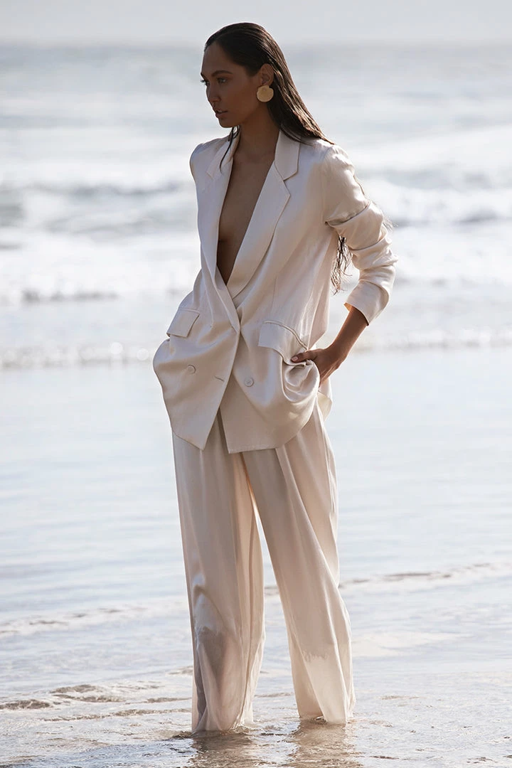 Shona Joy LA LUNE DOUBLE BREASTED BLAZER - CREAM TOPS