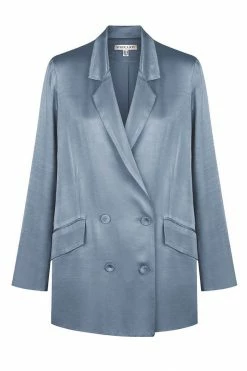 Shona Joy LA LUNE DOUBLE BREASTED BLAZER - BLUE SMOKE